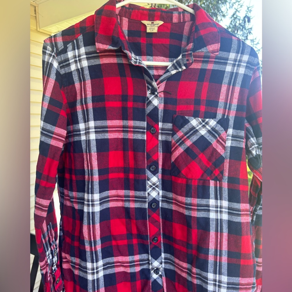 Woolrich L red white blue flannel